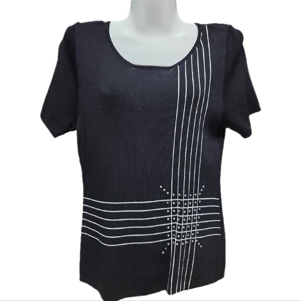 Knit Rhinestone Patterned Top